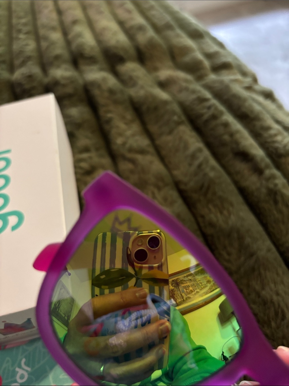 goodr Purple Sunglasses with Mirrored Green Lenses - Picture 2 of 3